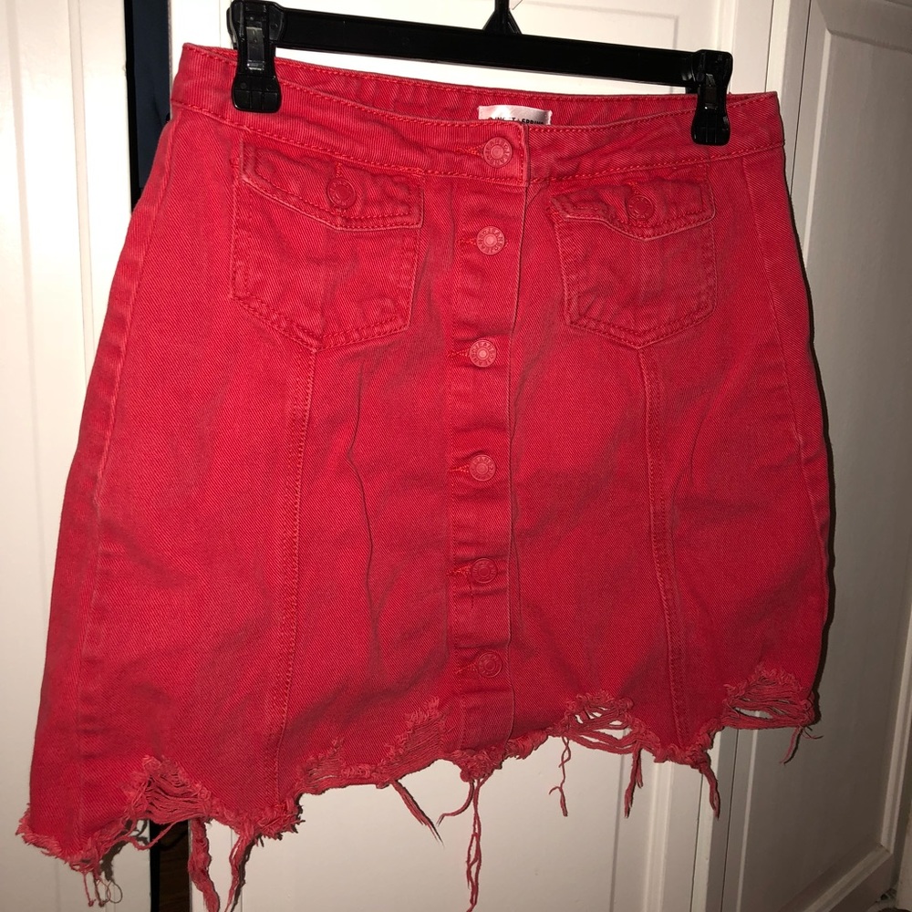 Red jean skirt